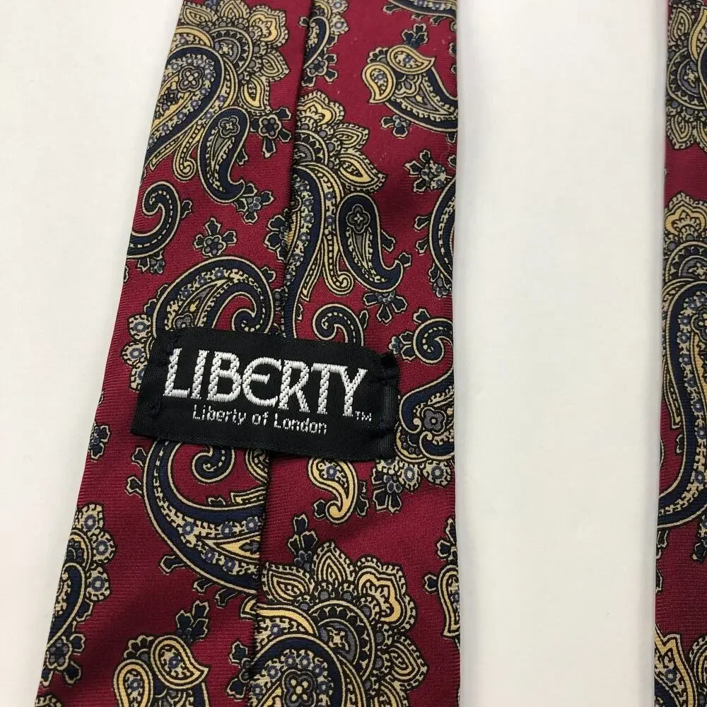 Liberty 100% Silk Neck Tie Men’s Paisley Red 57-in By 3.25 In